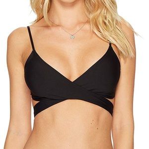 L*Space Black Chloe Wrap Bikini Top